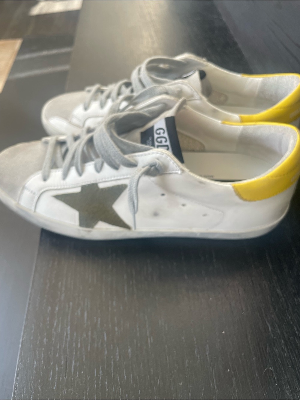 Golden Goose Sneakers with Gray Star and Yellow Heel. Dust bags and origin box.